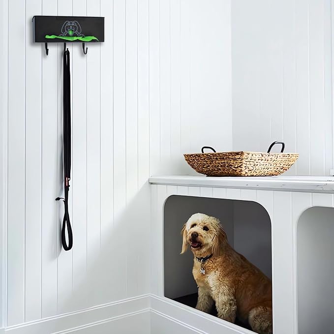 Poop Bag Holder Wall Mount Dog Poop Bag Dispenser with Hooks 200/300 Single Large Roll Pet Waste Station Bags Dispenser Indoor, Metal, Black