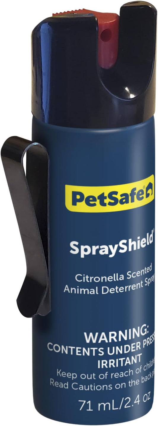 PetSafe SprayShield Animal Deterrent with Clip - Citronella Dog Repellent Spray Ranges up to 10 ft - 2.4 oz / 71 mL - Protect Yourself and Your Pets