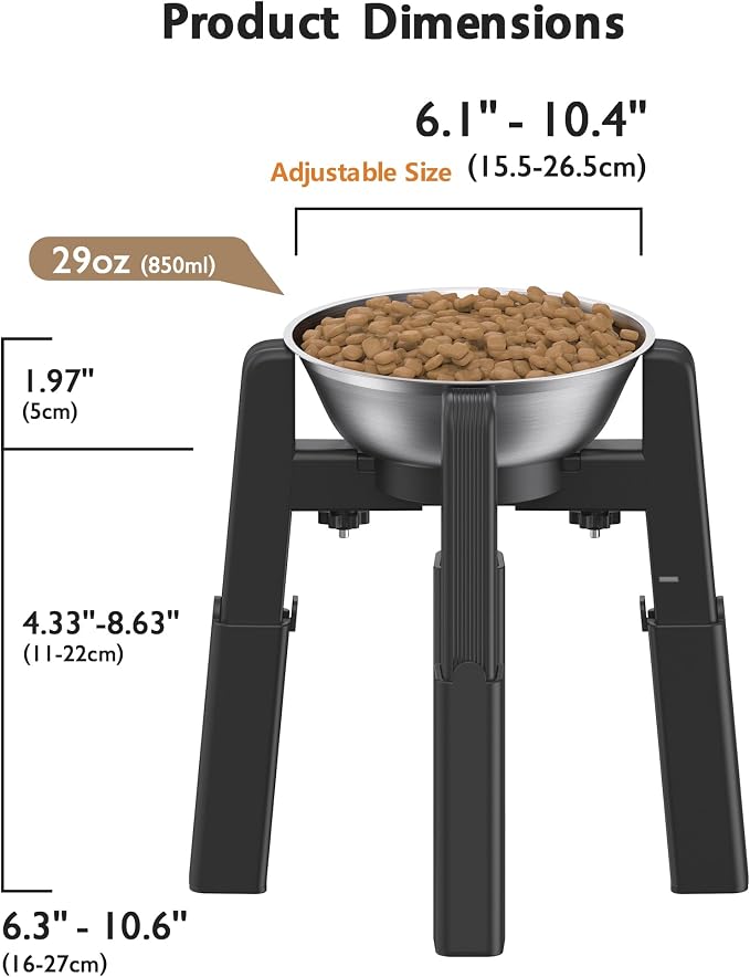Dog Bowl Stand, 51 oz Large Capacity Stainless Steel Feeder (2 Pack) | Elevated Pet Water & Food Bowl for Medium Dogs, Stable and Anti-Slip Raised Bowl