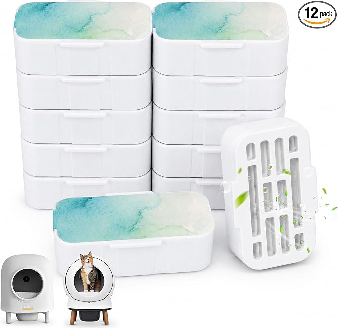 12 Pack Cat Litter Deodorizer Blocks Compatible with PetSafe & HHOLOVE | Plant-Based Odor Control, Compatible with PetSafe ScoopFree SmartSpin and HHOLOVE Self-Cleaning Litter Boxes, Freshness
