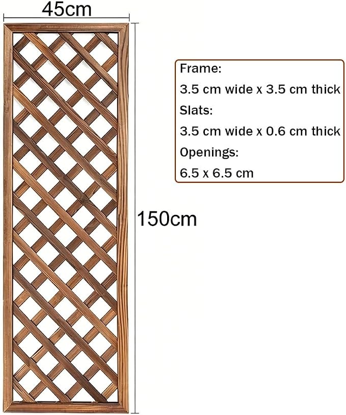 Zfmnoyev Outside Wooden Decorative Fences, Courtyard Edge Fence Board, Decorative Garden Trellis for Climbing Plants, Standing Decorative Privacy Fence Panels for Deck Patio Balcony(45x150cm)