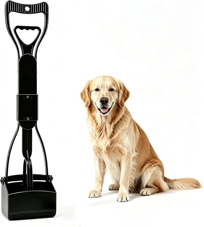 23.6" Pooper Scooper, Portable Dog Poop Pick Up Tool for Large Medium Dogs, Heavy Duty Pet Waste Cleaner for Yard, Lawns, Grass and Outdoor Green