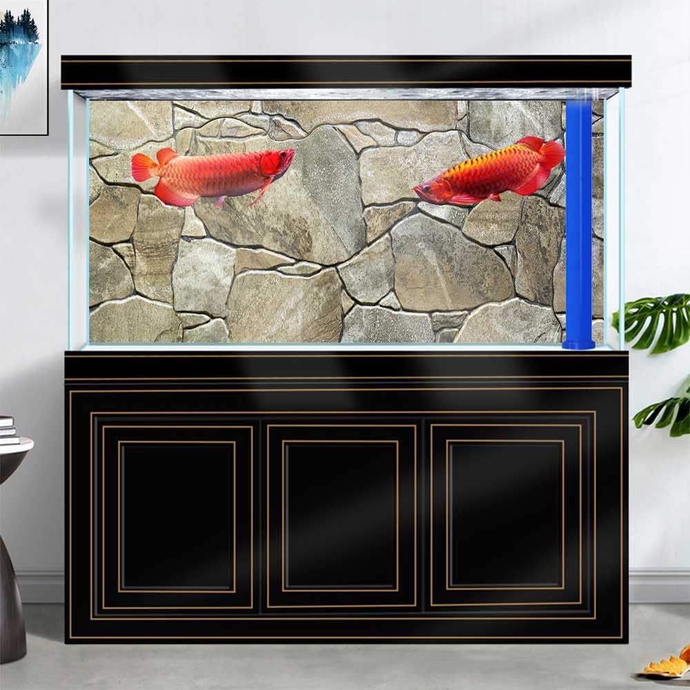 48X20IN Marble Aquarium Background, Art Marble Aquarium Background, Natural Marble Glass Terrarium Background with 8 EVA Double-Sided Tape