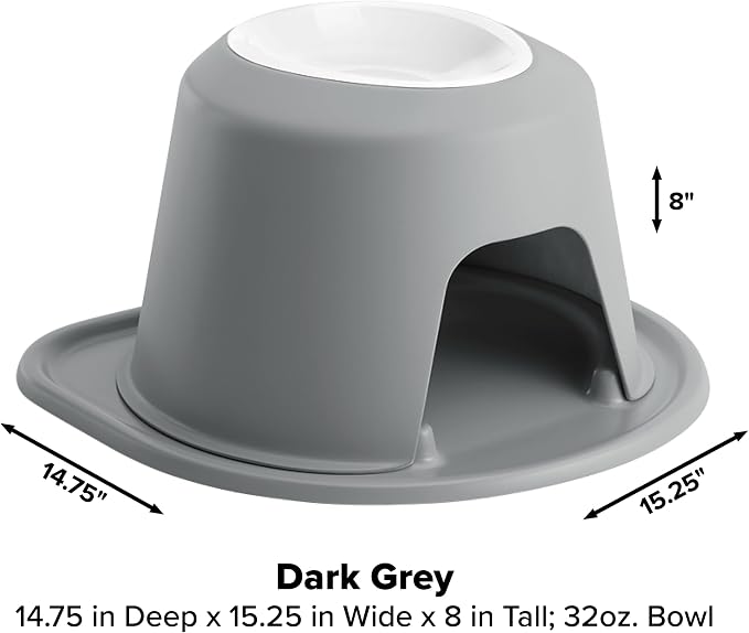 WeatherTech Single High Pet Feeding System w/Plastic Dog/Cat Bowls - 8" High Stand Dark Grey (PSH3208DGDG)