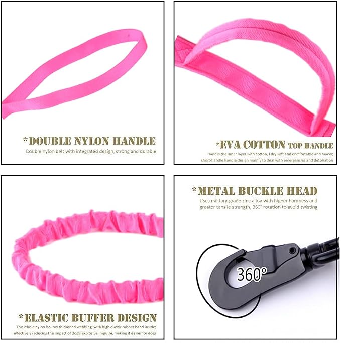 Tactical Dog Collar and Leash Set for Large Dogs with Control Handle,Pink | 1000D Heavy-Duty Nylon Fabric,Quick-Release Metal Buckle,Adjustable Fit,Soft-Padded Webbing,D-Ring,for Training & Hiking,L