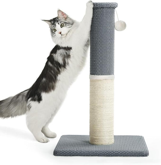 Made4Pets Cat Scratching Post with Sisal & Carpet for Indoor Cats, 23.6" | Cat Scratcher with Wide Stable Base, Interactive Hanging Toys, Ideal for Kittens, Small Cats and Everyday Indoor Play