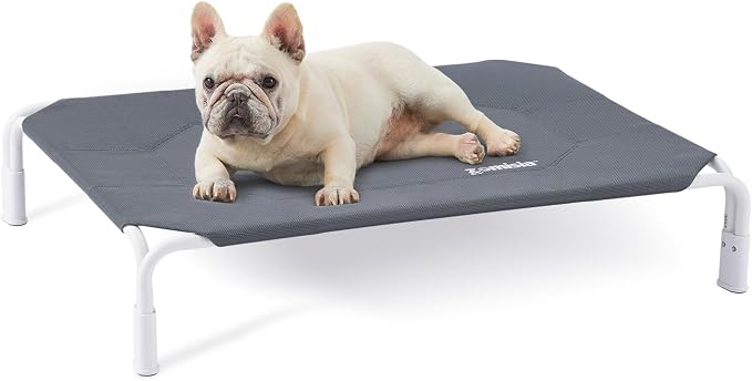 ZOMISIA Raised Dog Bed Tool-Free Assembly for Medium Dogs, Dog Cot Non Slip | Outdoor Elevated Dog Cot with Waterproof Teslin Mesh, Cooling Portable Cot Pet Hammock for Camping, For Pets up to 60 lbs