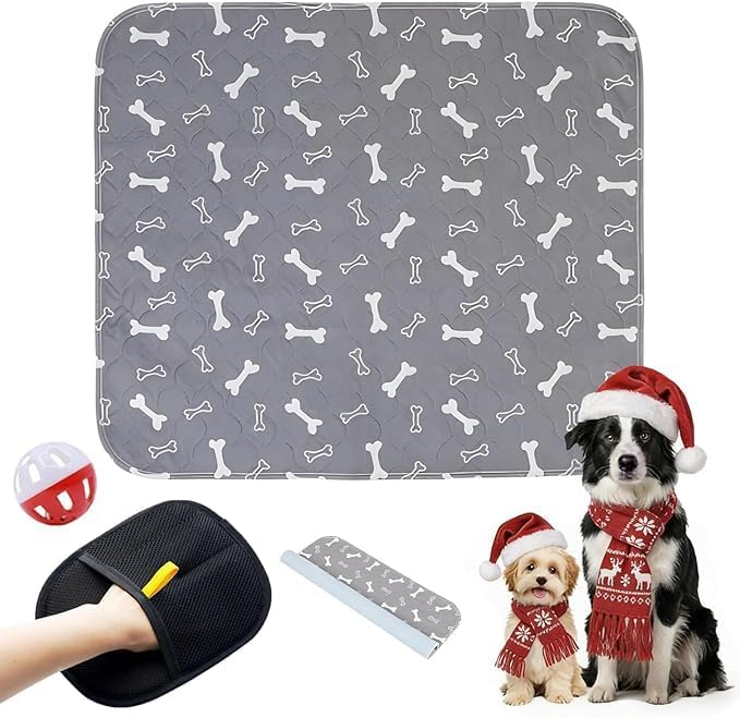 Puppy Pads with Pheromones, Washable Puppy Pee Pads for Dogs Reusable Puppy Pads for Dogs and Cats - Leak & Odor Proof, Non-Slip Base Training Pads for Home & Travel(with Pet Hair Removal Gloves)