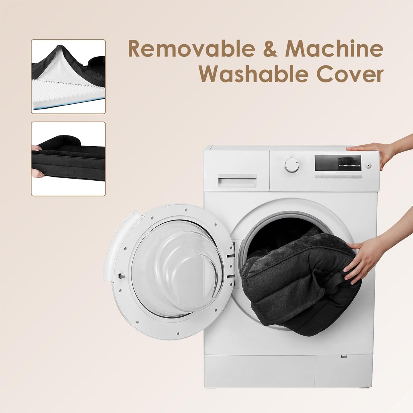 EHEYCIGA Orthopedic Dog Beds for Large Dogs, Waterproof Memory Foam Large Dog Bed with Sides, Non-Slip Bottom and Egg-Crate Foam Pet Couch Bed with Washable Removable Cover, Black