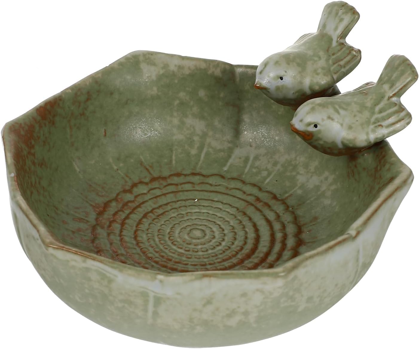 Ceramic Bird Bath for Outdoors,Ground & Tabletop Decor, Ground Feeders Bird Bath Feeding Bowl for Outdoors, Garden Deck, Balcony,Yard, Lawn. (Small birdbath)