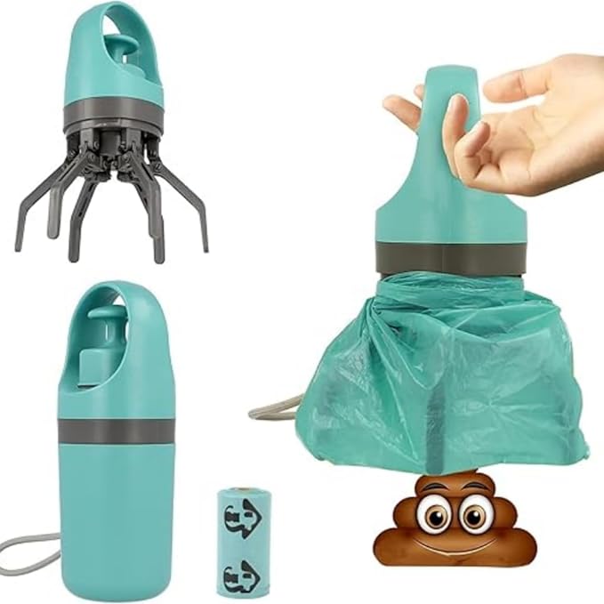 Portable Poop Scooper With Bags Attachment Quick Pet Poop Claw Grabber