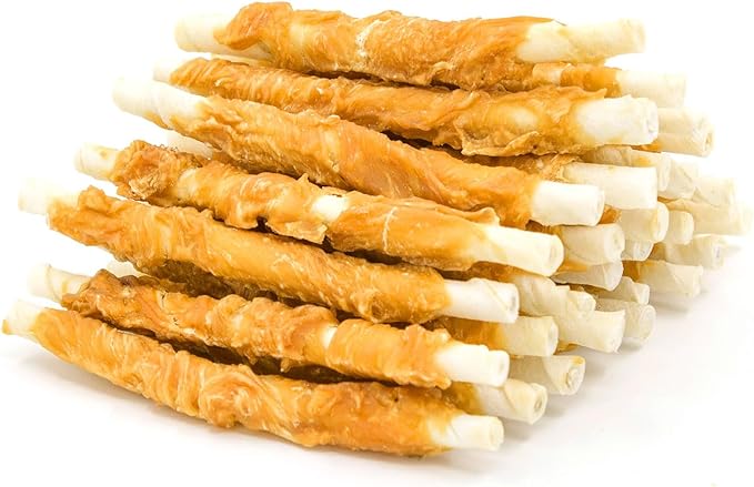 Jungle Calling Dog Treats, Chicken Wrapped Rawhide Sticks for Dogs, Grain-Free Natural Small Dogs Training Treats, Edible Pet Chew Snacks,10.6 oz, About 25 Count