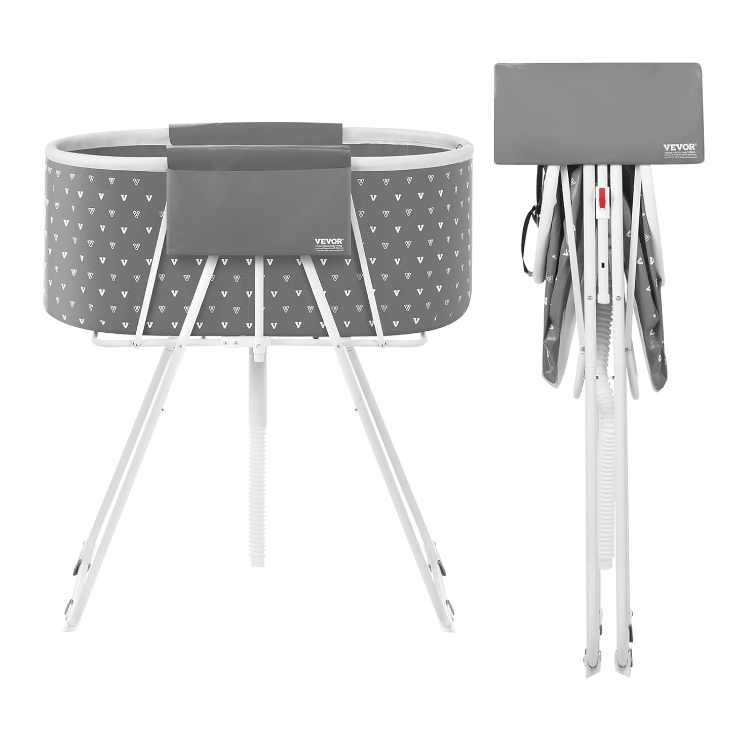 VEVOR Portable Dog Bathtub, Elevated & Foldable Space-Saving Pet Shower Station with Efficient Drainage, Bathing Tub for Washing & Grooming Small and Medium Size Dogs and Cats Indoor & Outdoor, Grey