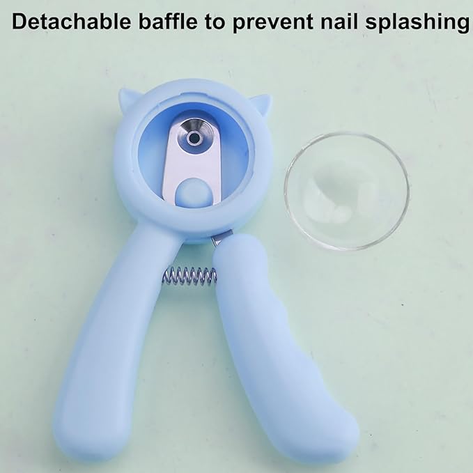 Dog Anti-Splash Pet Nail Clippers and Trimmer Set, Professional Stainless Steel Dog & Cat Nail Clippers with Safety Guard, Nail File, and Non-Slip Handle for Safe, Painless Grooming at Home, Blue