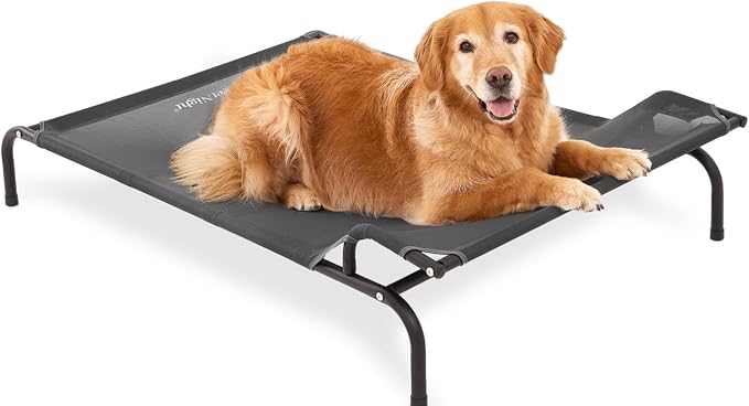 Sweetnight Elevated Dog Bed, Headrest Raised Cot for Large Dogs | 51 Inch Waterproof Heavy Duty Steel Frame Bed, Supports 88-100 lbs XL Large Dogs, Easy Assembly Outdoor Indoor Pet Cot