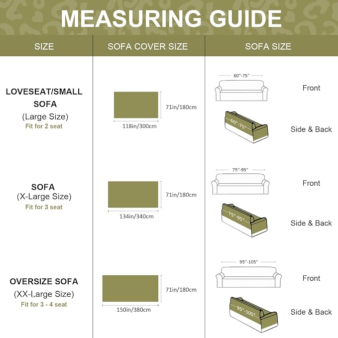 VClife Aesthetic Leopard Couch Cover for Dog, Washable Sofa Cover for Oversize Couch, Aesthetic Green Animal Theme Furniture Protector, Comfortable All Season Couch Slip Cover Futon Cover for Sofa
