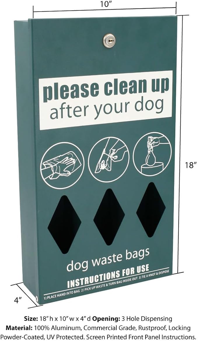 Zero Waste USA - DISPENSE-ART™ Roll Bag Dispenser & Sign - Team USA | UV-printed roll bag dispenser & matching sign, 400 bags, 25% more storage, mounts to walls, posts & fences