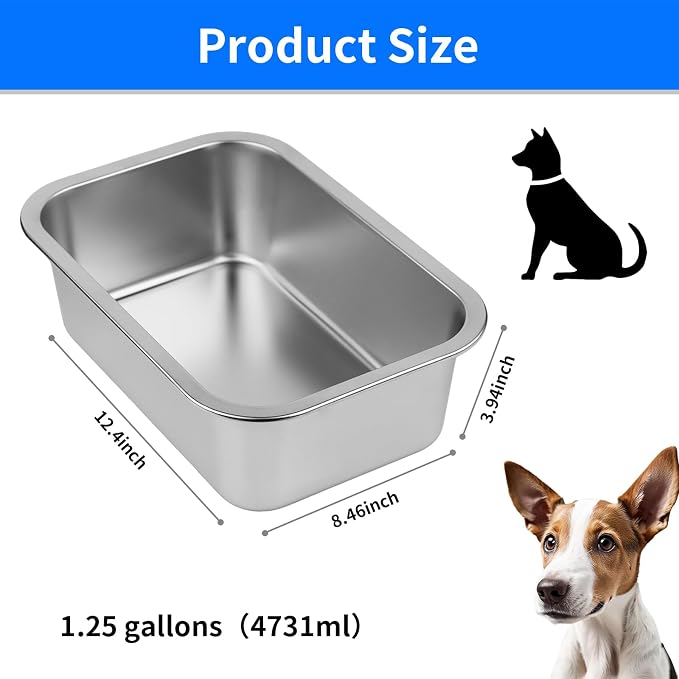 Ohtomber 1.25 Gallons Stainless Steel Dog Bowl, Big Pet Water & Food Bowl | No Spilling, Outdoor Feeder Dish Plate, For Indoor & Outdoor Feeding, Fits Big & Extra Large Dogs, Cats & All Pets