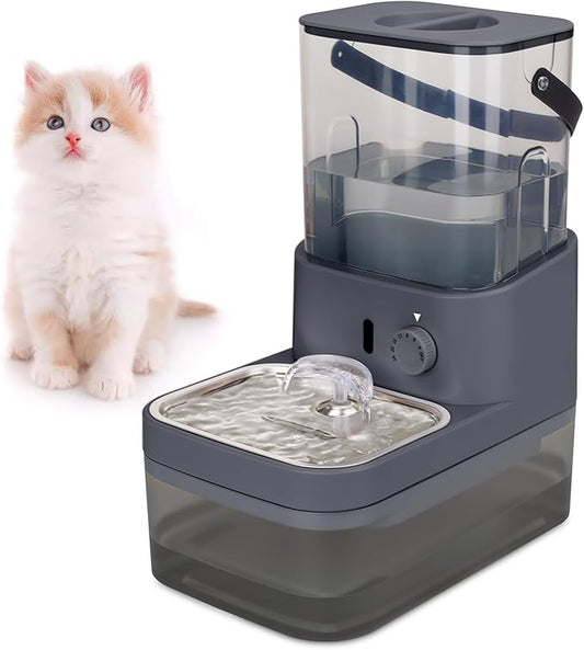 GJEASE Smart Cat Water Fountain No Filter,Cat Drinking Water Fountain Bowl,Battery Operated Filterless Pet Water Fountain