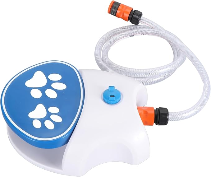 Generic Outdoor Activated Dog Water Fountain with Hose for Large Pets Durable Plastic Blue 26.5x21x8cm