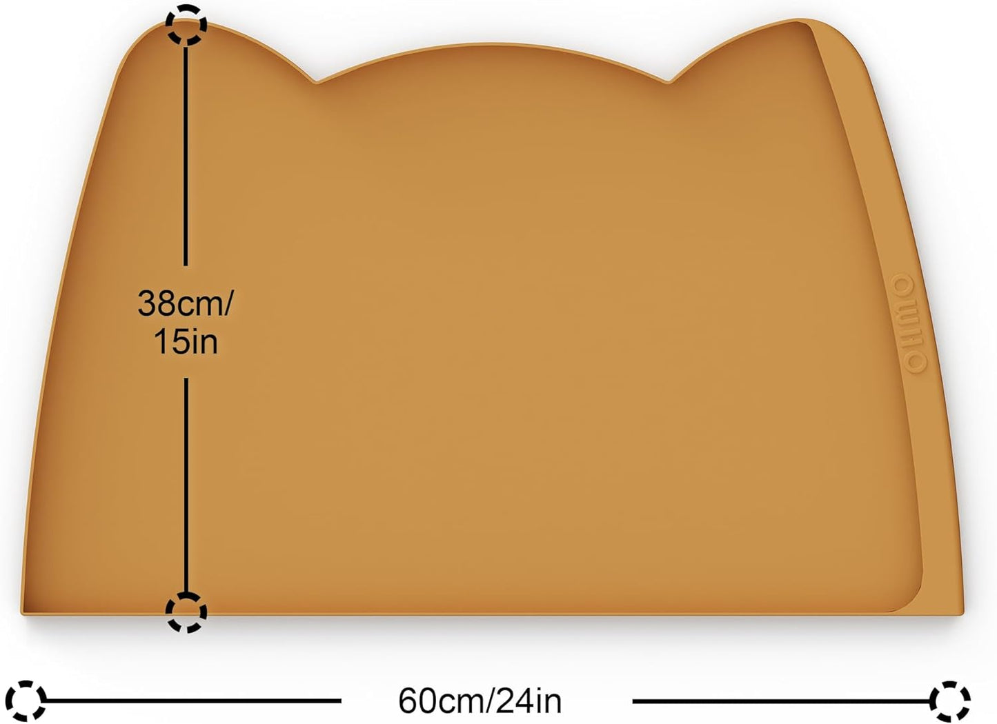 OHMO Dog Food Mat(Honey, 24 * 15'') w/Residue Collection Pocket Silicone Pet Feeding Mat for Floor High Edges Anti Spills Waterproof Cat Water Bowl Tray, Easy Clean Placemat