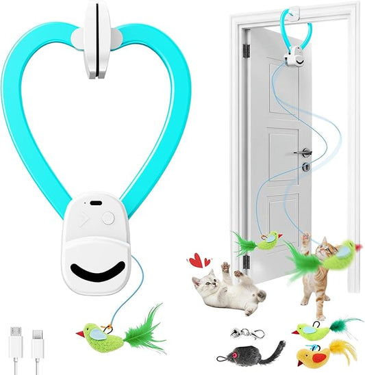 Interactive Cat Toys for Indoor Cats Automatic Electric Flying Bird Feather Mouse Toy - Best Kitten & Adult Cat Enrichment Mouse cat Toy Hanging Electric Kitty Toys for Bored Cats