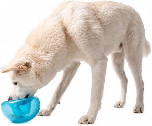 Outward Hound by Planet Dog Snoop Dog Toy – Treat‑Dispenser Puzzle Ball, Interactive Slow Feeder, Medium to Large Dogs, Bouncy & Mint-Infused, Blue, 5"