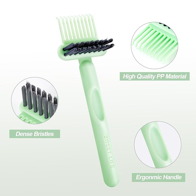 Hair Brush Comb Cleaning Tool Comb,2-in-1 Hair Brush Cleaner Tool, Portable Remover Rake for Removing Hair Dust, Home and Salon Use (Green)