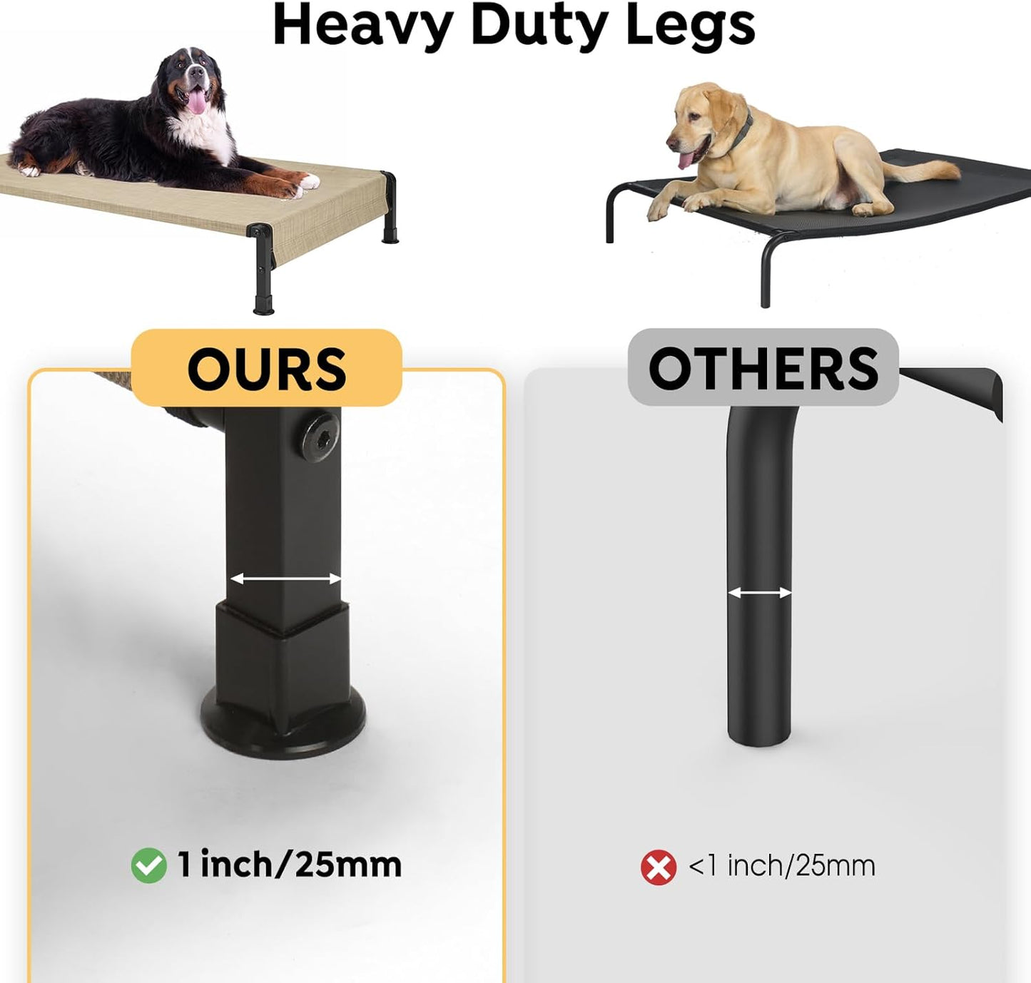 Veehoo Cooling Outdoor Dog Bed, Heavy Duty Elevated Pet Bed with Washable & Breathable Teslin Mesh, Non-Slip Silicon Feet, Dog Cot Bed with Support Hem, 29" x 18", Beige Coffee, CWC2433