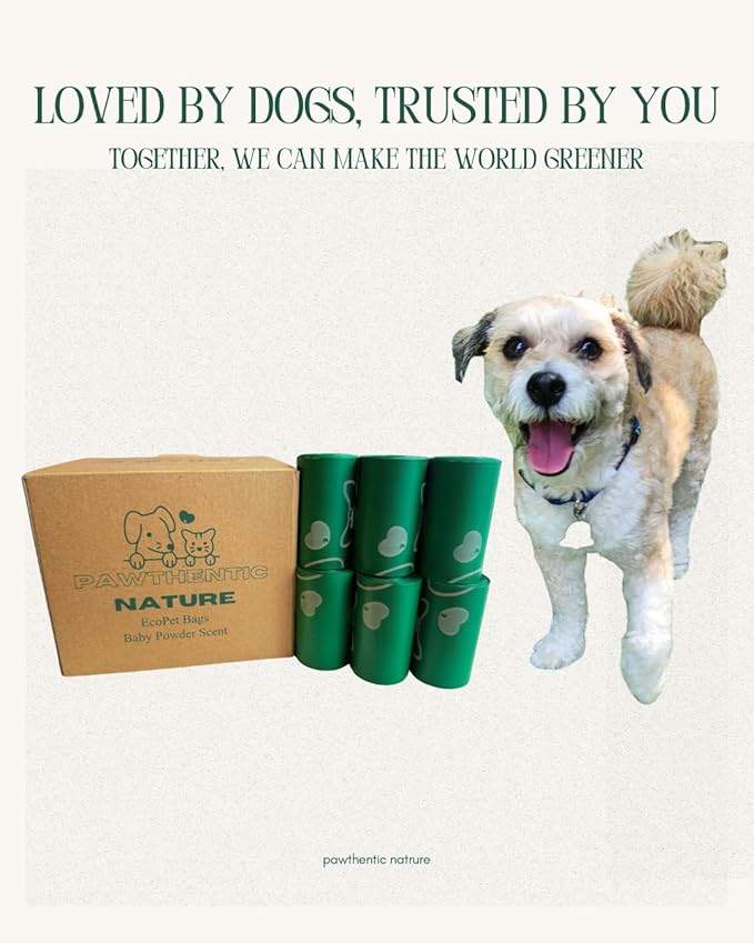 Dog Poop Bags – 270 Count Value Pack, Extra-Thick 18 Micron, Leak-Resistant, Strong & Durable for Dogs & Cats, Light Baby Powder Scent – PAWTHENTIC NATURE