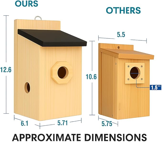 Bird House for Outside – Rustic Hanging Birdhouse for Bluebirds & Cardinals, Decorative Outdoor Bird Nesting Box for Garden, Tree, Fence 1pc