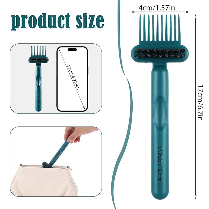 2-in-1 Hair Brush Cleaner & Remover Tool Brush Cleaning Tool Comb Cleaner Effective Hairbrush Cleaners Small and Portable for Travel Man Woman Home Salon Removing Hair Dust(Green)