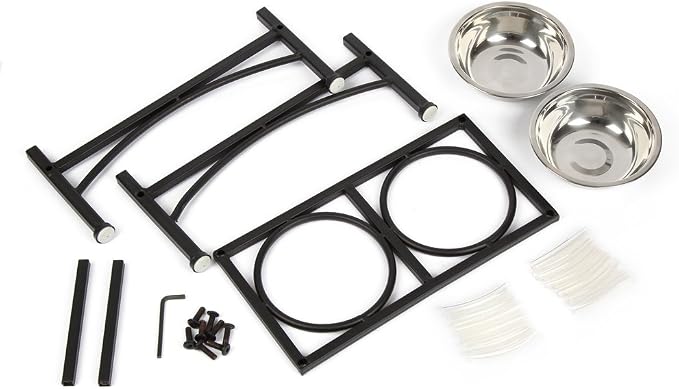 Elevated Dog Bowls Raised Pet Feeder Cat Food Water Diner Stand Set | W/ 2 Removable Stainless Steel Bowls (2 Quarts/13.77" in Height) for Large Breed Dogs Easy to Clean