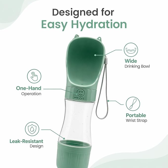 Portable Dog Water Bottle, Leak-Proof Pet Water Dispenser with Food Container, Travel Water Bottle for Dogs, Walking, Hiking & Outdoor Adventures