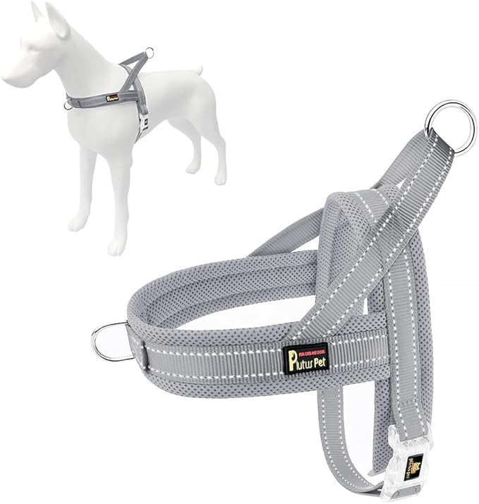 Plutus Pet No Pull Dog Harness for Puppy Small Dogs, Breathable Mesh Padded | Adjustable Reflective with Handle, Escape Proof, Quick Fit Pet Vest, Front Clip, for Training and Walking, Gray, XS