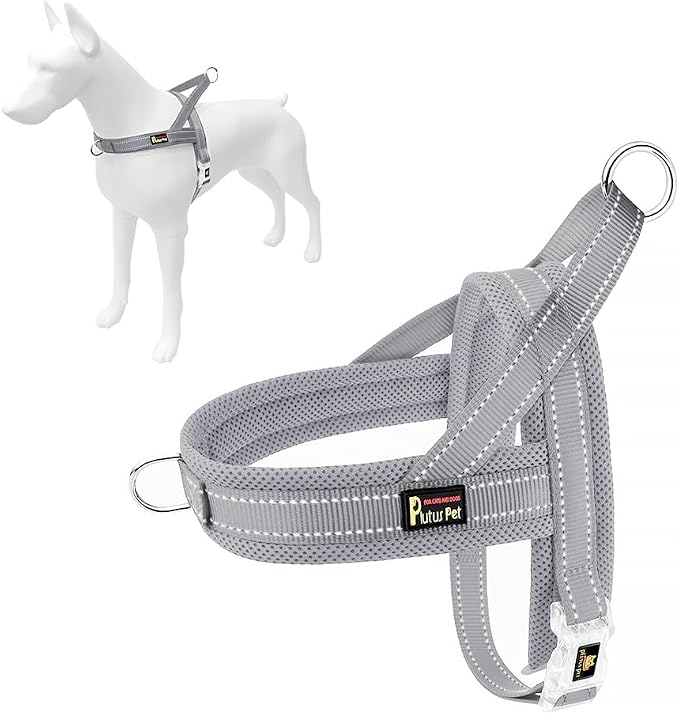 Plutus Pet No Pull Dog Harness for Puppy Small Dogs, Breathable Mesh Padded | Adjustable Reflective with Handle, Escape Proof, Quick Fit Pet Vest, Front Clip, for Training and Walking, Gray, XXS