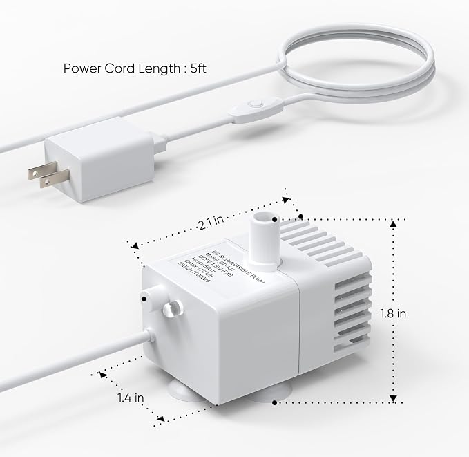 Sharlovy Replacement Pump for Sharlovy W10 Pro Dog Water Fountain | Cat Water Fountain Dog Water Dispenser, Ultra Quiet Long Lifespan Water Pump, USB Cable, LED Lights