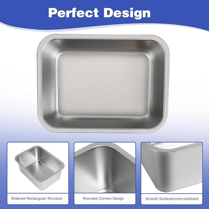 2 Gallon Large Dog Water Bowl, 2 Pack Stainless Steel Dog Bowls | 12.6 x 8.7 x 5.9 in Bowl Set, Food or Water Use, Indoor Outdoor Use, Wide Opening, Rounded Corners, Easy Rinse