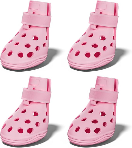 Dog Shoes for Hot Pavement, Breathable Dog Boots Paw Protectors with Adjustable Straps & Non-Slip Sole, Easy On & Off, Waterproof, Easy-Cleaning (Pink, S)