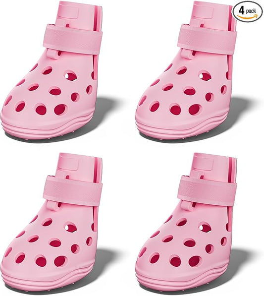 Dog Shoes for Hot Pavement, Breathable Dog Boots Paw Protectors with Adjustable Straps & Non-Slip Sole, Easy On & Off, Waterproof, Easy-Cleaning (Pink, M)