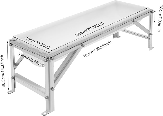 39.4" Long Feed Trough, 35L/9.25Gal Livestock Feeder Trough, Heavy Duty Galvanized Sheet Feeder Trough Animal Feed/Water Station for Goats Sheep Pigs Horses (White)