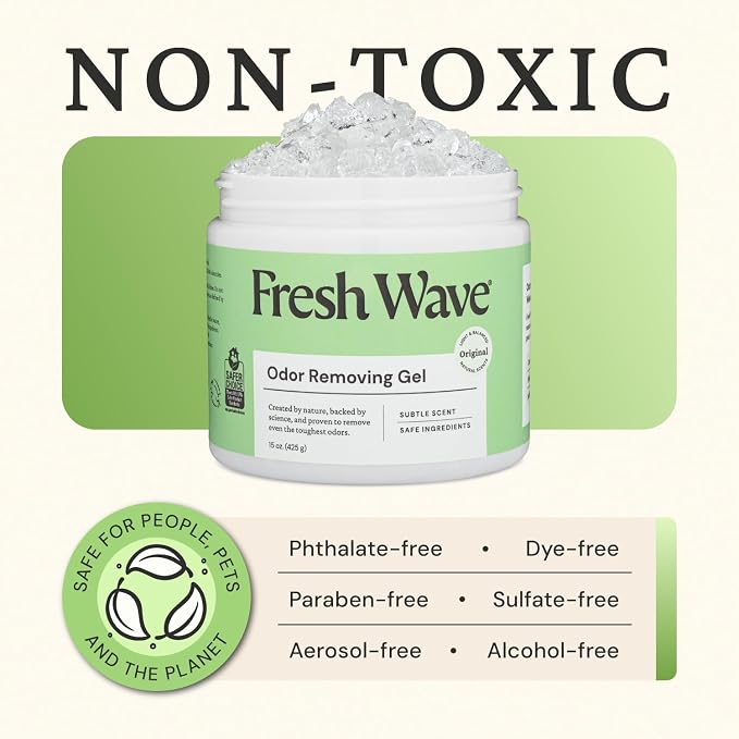 Fresh Wave Odor Removing Gel, 15 oz. - Odor Absorbers for Home, Safer Odor Relief, Natural Plant-Based Odor Eliminator, Every 15 oz. lasts 30-60 Days, For Cooking, Trash & Pets