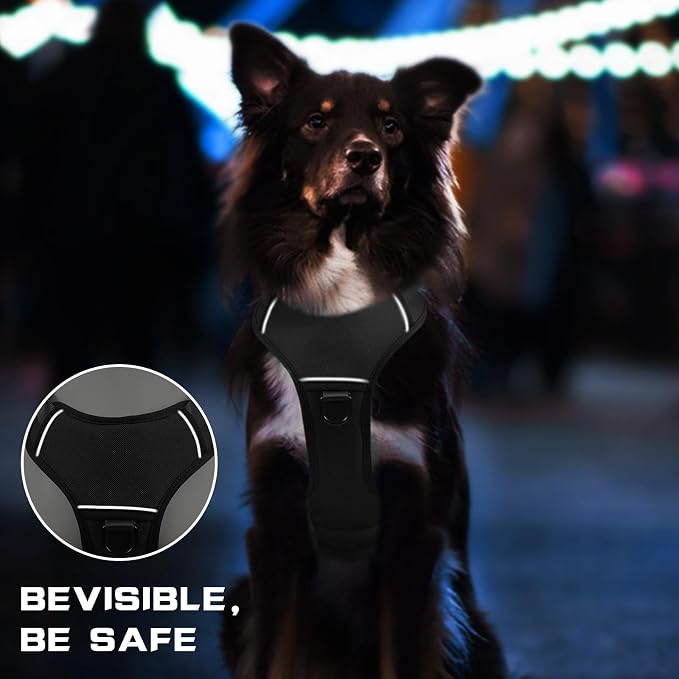 Service Dog Vest Harness for Large Dogs,No Pull with 3 Leash Clips,Tactical Working Vest with 4 Pet Patches,Reflective Oxford No Choke Pet Vest with Easy Control Handle for Walking Hiking Training