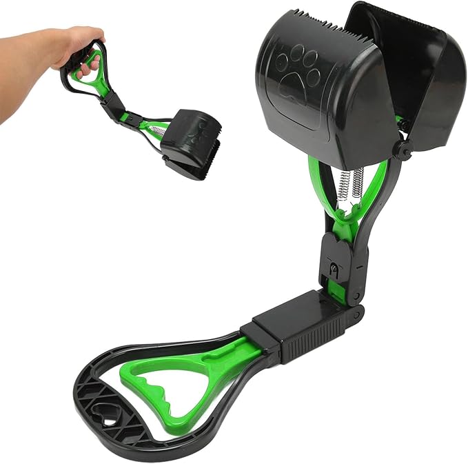 Heavy Duty Pooper Scooper, Green Multipurpose Portable Pet Waste Shovel, High Strength Durable Dog Poop Scoop for Yard Lawn Grass Gravel Outdoor Walks & Cat Litter Cleaning