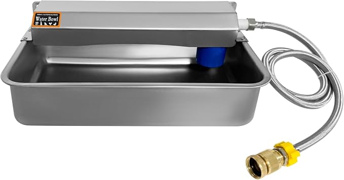 Automatic Water Dispenser for Dogs 2 Gallon/7.57L Stainless Steel Water Bowl Outdoor Dog Drinking Waterer Feeder Auto Fill Pet and Livestock Waterer Feeder Fits GHT 3/4" Faucet Wide Mouth