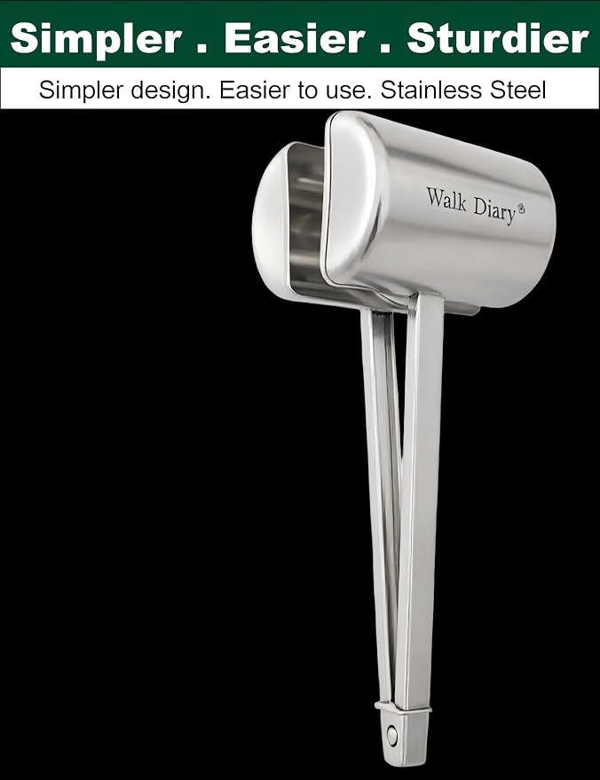 13.5" Stainless Steel Metal Pooper Scooper for Small Dog | Heavy Duty, Very Easy to Use, One-Hand Operation, For Yard & Outdoor Walks, Works on Grass, Gravel, Concrete