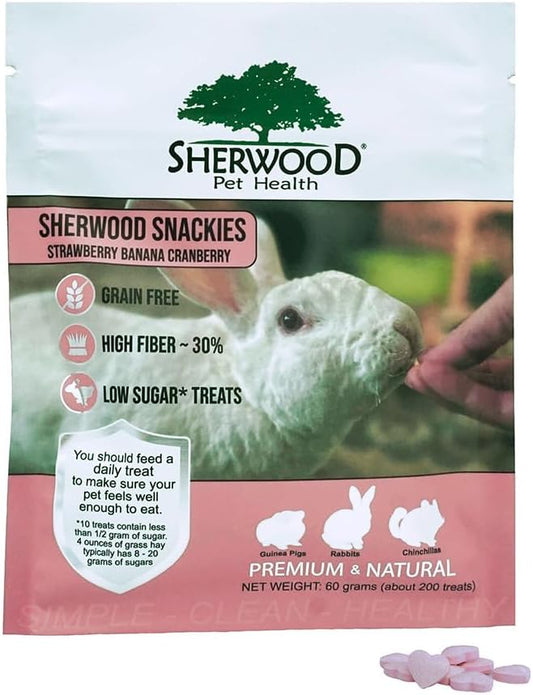 Sherwood Pet Health Snackies for Chinchillas, Rabbits & Guinea Pigs, Grain-Free, Real Fruit, Low Sugar and High in Fiber Treats in Multiple Flavors
