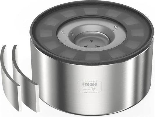 1Gallon No Spill Water Bowl for Dogs, Double-Wall Stainless Steel with Splash-Proof Paws Lid and Floating Disk, Non-Slip Base, Easy to Clean Slow Water Feeder for Large Medium Dogs