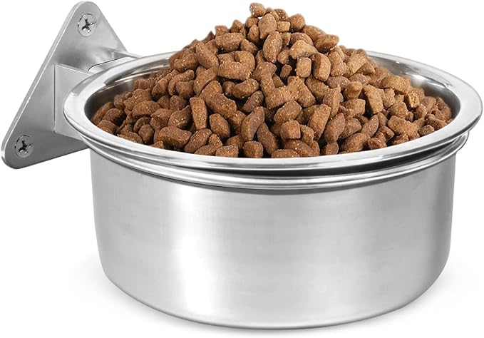 Raised Small Dog Bowls Wall Mount Pet Bowl, Collapsible Elevated Pet Bowl for Dog Cat Chicken Coop - 4 Cups / 1 Quart
