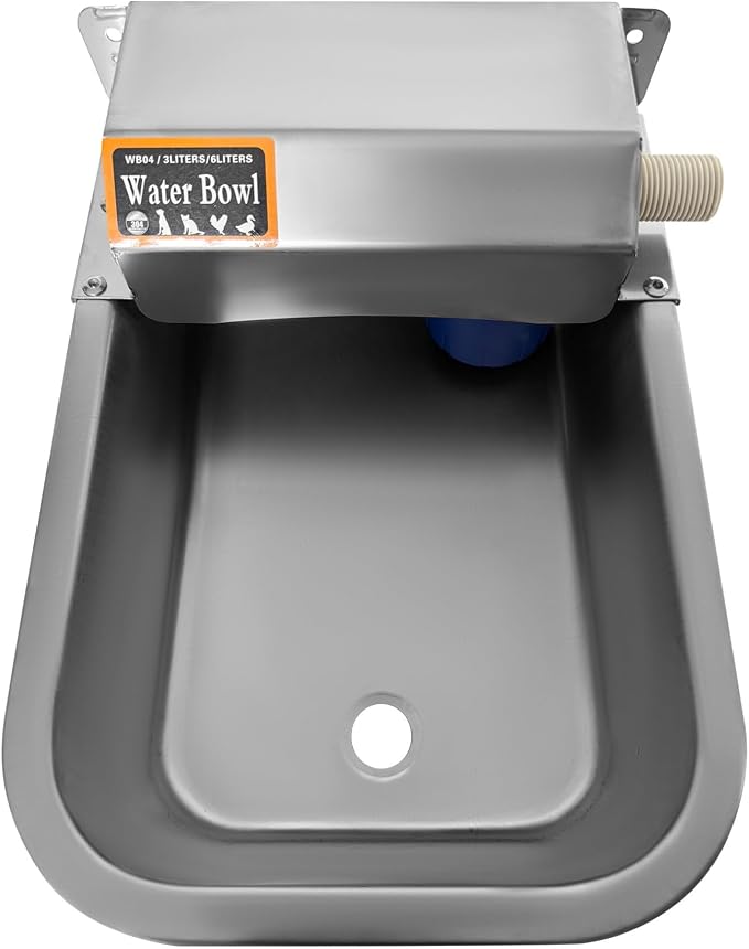 Automatic Water Dispenser for Dogs 1 Gallon/3.8L Stainless Steel Water Bowl Outdoor Dog Drinking Waterer Feeder Auto Fill Pet and Livestock Waterer Feeder Fits GHT 3/4" Faucet Wide Mouth